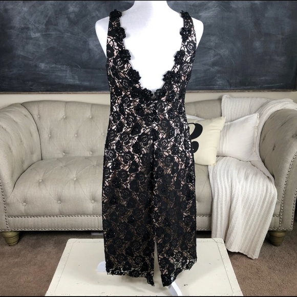 JS Boutique Black Beaded Lace Formal Dress size 12 - Picture 3 of 6